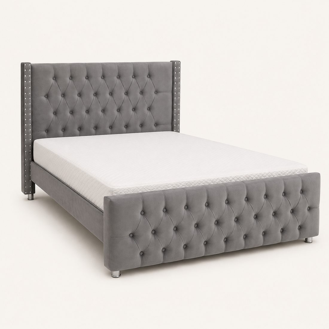 Cama Capitoné Gris Wingback