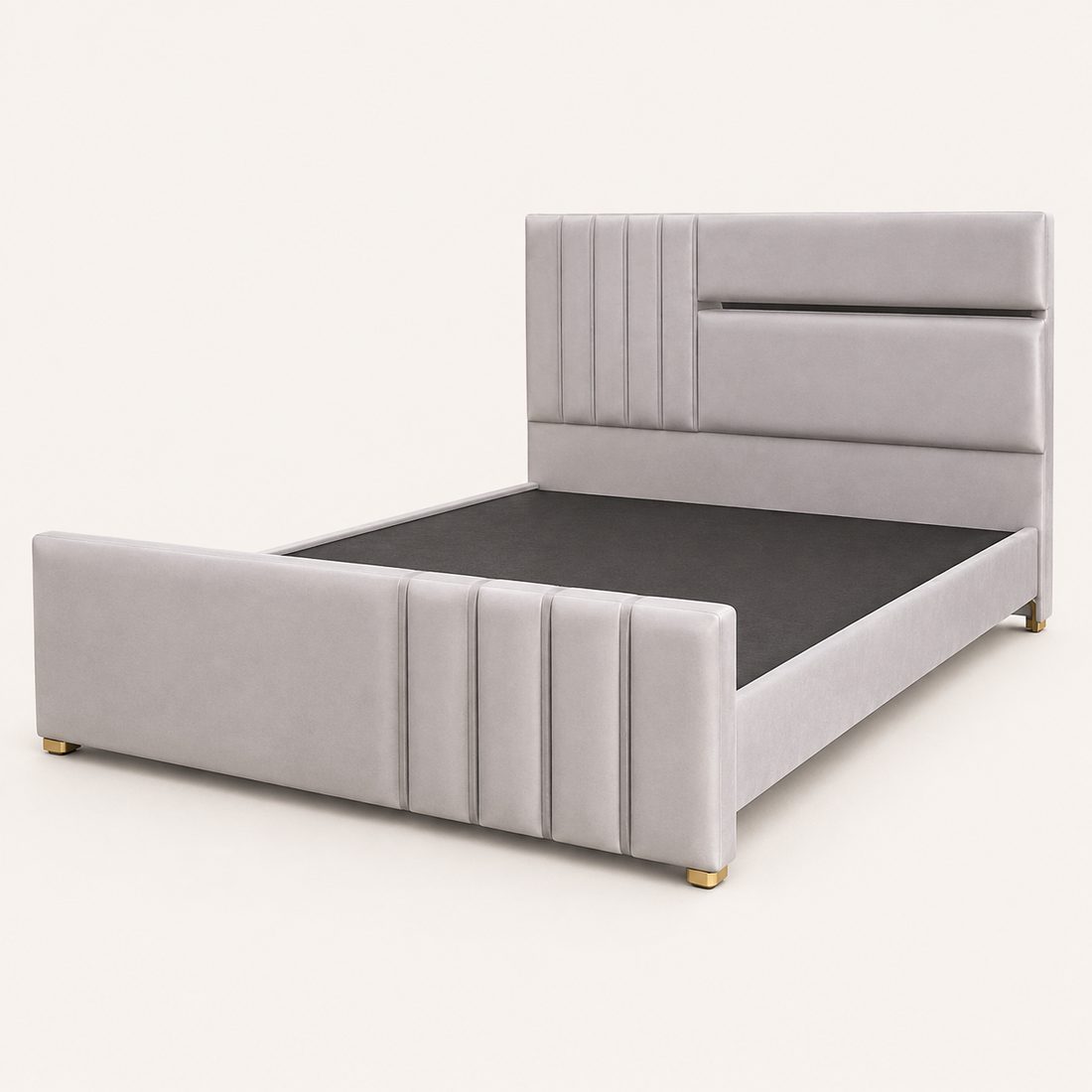 Cama Tapizada Gris