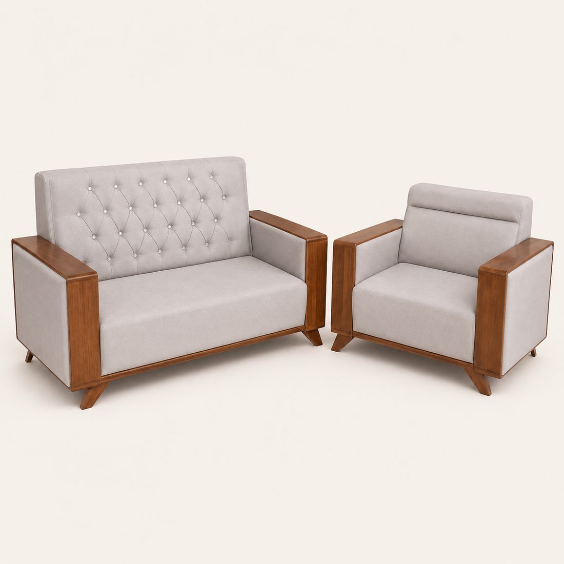 Juego de Sala Gris con Madera